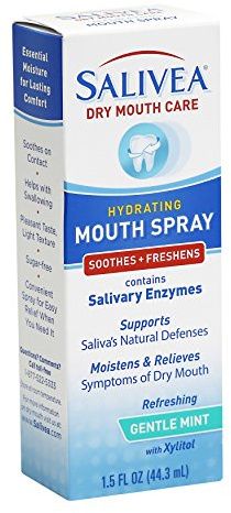 SALIVEA Dry Mouth Spray for Adults (1 Pack) — 250 Pumps, Saliva Substitute Mouth Spray with Natural Salivary Enzymes & Xylitol, Moisturizing Dry Mouth Relief, Alcohol Free, Soothing Mint, 1.5 oz