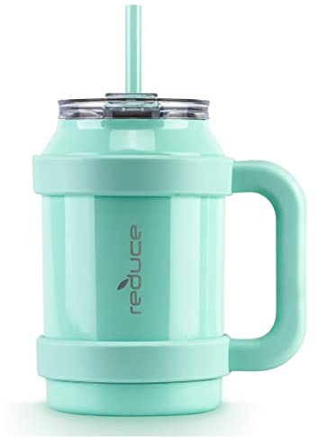 Reduce 32 oz Mug Tumbler, Stainless Steel with Handle - Keeps Drinks Cold up to 30 Hours - Sweat Proof, Dishwasher Safe, BPA Free - Mild Mint, Opaque Gloss