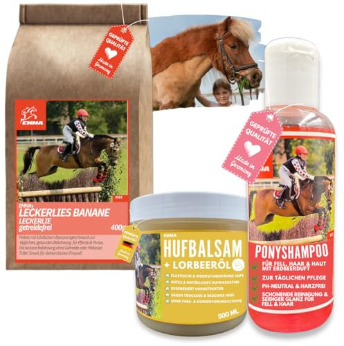 Pferde Leckerlies + Pferdeshampoo + Huffett Pferde I Hufpflege für Pferde & Pferdepflege Set I Hufbalsam Pflege bei Strahlfäule Pferd I Pferde Shampoo Glanz Fell Haare I Leckerli Pferd 400gr250ml500ml