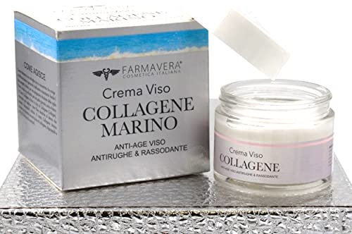 Crema Collagene Viso, Miglior Crema Viso Donna Uomo Antirughe Idratante Concentrata al Collagene Marino Puro 50ML, Made in Italy