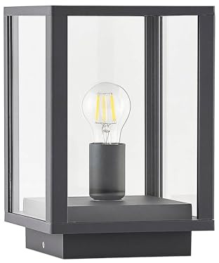 Lindby Utomhuslampa 'Giavanna' (modern) i Grå av aluminium/grå zink (1 lamor, E27) - Väglampa, pollare, vägbelysning, sockellampa