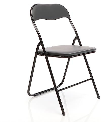Toboli Klappstuhl 46 x 50 x 81 cm in Schwarz, Klappstuhl gepolstert aus Stahl und PU, klappbarer Stuhl bis 200 kg für Besucher, Gäste, Feiern, Events