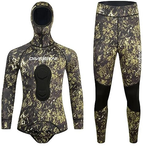 Los Colores del Traje De Neoprávera de 1.5 Mm de Neopreno Cambian con Los Alrededores, 2 Piezas de Camuflaje De Caza con Capucha De Caza con Almohadilla De Cofre De Carga,XL