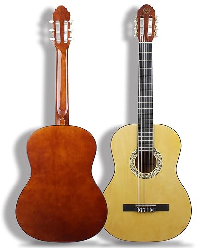 38 Konzertgitarre, Basswood Wrapped Abgerundete Gitarre, Klassische Gitarre, Akustische Gitarre, Klassische Akustikgitarre, Erwachsene Spieler Grade Gitarre, Zupfinstrument, Musikinstrument (Gelb)