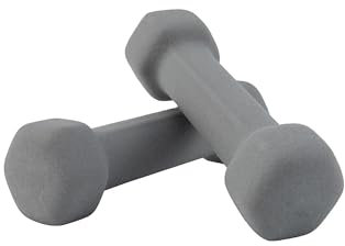 Hantel Handgewicht 2er Set Übung Fitness Neopren Hanteln Sets Optionen für Home Gym Equipment Rutschfeste Hex Hand Gewichte Set Freie Gewichte für Frauen Männer – Grau 2,3 kg