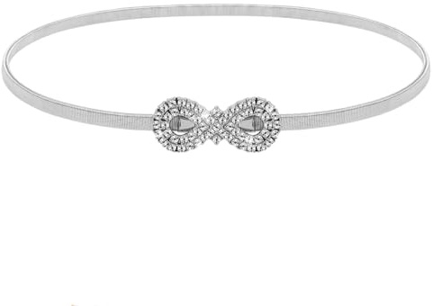 Amabro Cinturones plateados para mujer, cinturón de cadena de diamantes de imitación, cinturón elástico delgado, cinturón de cuerda de cristal, cinturones elásticos para vestidos (plateado)