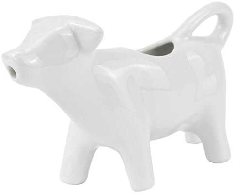 DOERDO Ceramic Coffee Creamer Milk Jug Cow Shape Sauce Pitcher Milk Creamer Ceramic Serving Pitcher Gravy Boat Gravy Bowl, 50ML