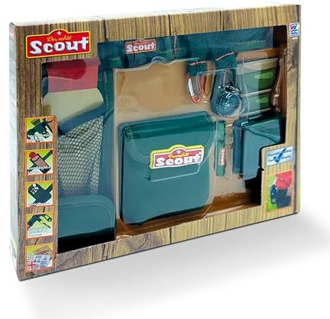 Scout Entdecker-Set: Verstellbarer Neopren-Abenteuergürtel für Kinder, mit Signalpfeife, Karabinern, Kompass, kleiner Tasche, Lampen- & Flaschenhalter, perfekt für kleine Entdecker im Freien