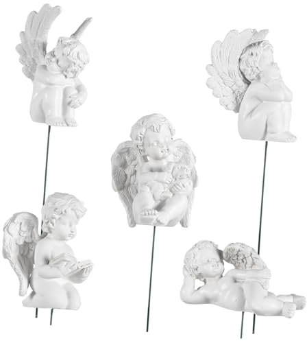HANABASS Lot de 5 décorations en résine Jupiter Figure Sculpture Petit Ange Piquet Décoration de jardin pour la décoration