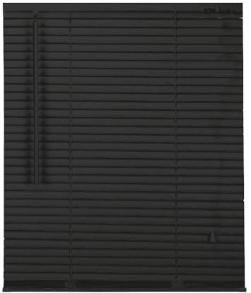 APEX FURNISHINGS PVC Venetian Blinds - 25mm Slats Easy Fit PVC Window Blinds Child Safe Fittings Trimmable curtains Windows Shutters for Home Office (Black 45W x 150L cm)