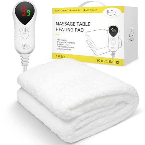 Massage Table Warmer Heating Pad Professional SPA Massage Bed Warmer 9 Hours Timer, 9 Heat Settings, Overheat Protection for Massage Bed & Spa, Thickened & Soft Fleece, 30 x 71