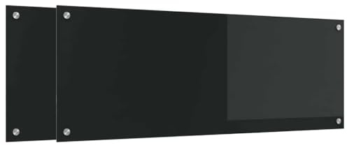 vidaXL Küchenrückwand 2 pcs Schwarz 110 x 40 cm Gehärtetes Glas, Moderne Küchenrückwand, langlebiger hitzebeständiger Glas-Schutz, schlankes Upgrade für den Kochbereich, minimalistisches Schutzpanel
