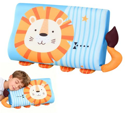 Afenau Almohada Infantil, 45 X 27 cm Almohada Bebe con Lindo Patrón de León, Suave y Transpirable Almohada Niños para El Dormitorio de Los Niños