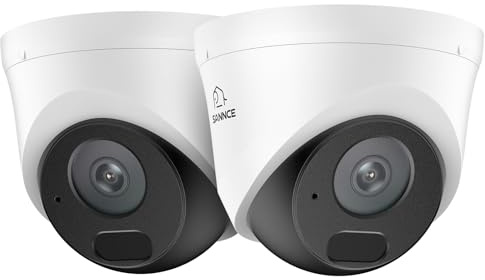 SANNCE 5MP HD PoE Dome Security Camera - 100ft Dual IR Night Vision, Human and Vehicle Detection, IP67 Weatherproof, H.265+ IP Surveillance Camera for Indoor Outdoor(2 Pack)