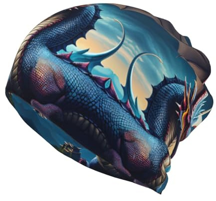 Roaring Dragon One Size Multifunctional Lightweight Beanies Hats Snug Fitting, Running Skull Cap Helmet Liner Sleep Caps Black