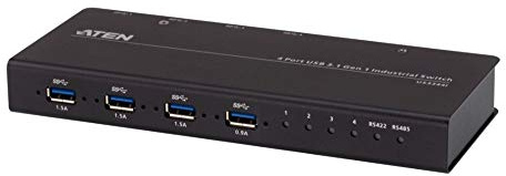 ATEN US3344I 4x4 USB 3.1 Gen.1 Switch, Industrie-Umschalter, Schwarz