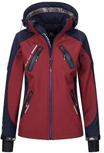 Rock Creek Damen Softshell Jacke Windbreaker Regenjacke Übergangsjacke Softshelljacke Damenjacke Regenmantel Outdoorjacke Kapuze D-441 Weinrot XXL