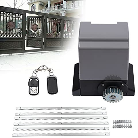 Accionamiento para puertas correderas, 550 W, apertura de puertas correderas, accionamiento eléctrico, con mando a distancia y barra dentada de 6 m, motor deslizante, hasta 1200 kg