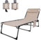 KingCamp Übergroße Sonnenliege Klappbar 5-Fach Verstellbar Gartenliege Liegestuhl Dreibeinliege Liege Campingliege mit Kopfkissen und Seitentasche bis 150 kg für Garten Urlaub Strand Pool 200 x 68 cm