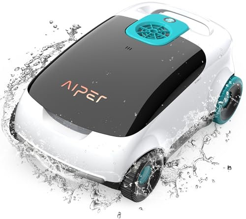 AIPER Scuba L1 Robot piscina senza fili, Sistema trimotore, Doppia filtro, Avvio con un clic, Parcheggio automatico, Adatto a piscine fino a 100mq Bianco