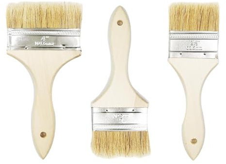 Lot de 3 pinceaux de peinture - Pinceau plat - Pinceau à lasure - Pinceau à peinture - Pinceau de surface pour peinture, lasure, huile, peinture murale (6,9 cm/7,1 cm/10,16 cm)