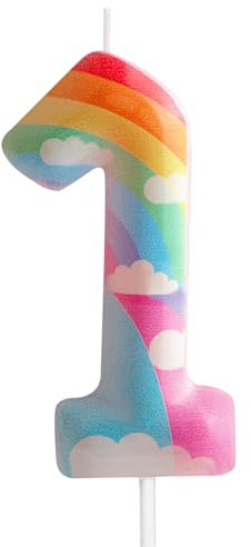 Bougies d'anniversaire en forme de chiffre 1 - Motif nuage arc-en-ciel - Adorable design pour gâteau d'anniversaire de bébé fille et garçon - Décorations de mariage