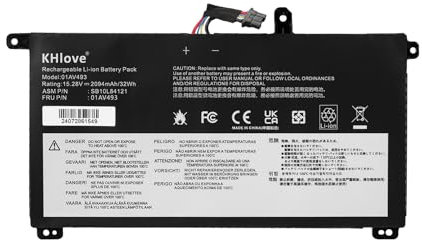 KHlove 01AV493 00UR891 Laptop Battery for ThinkPad T570 T580 P51s P52s Series Notebook 01AV493 00UR890 00UR891 00UR892 SB10L84123 SB10L84122 SB10L84122 1 4ICP6/38/65 4ICP6/38/64 15.28V 32Wh