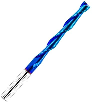 FOCSTOL Up Cut Spiral Flush Trim Router Bit 6mm - Solid Carbide Flush Trim Router Bit, CNC Spiral Router Bit with Nano Blue Coating for Grooving and Carving Wood