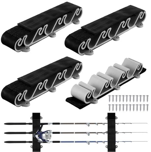 Blueweenly 4 Pcs Vertical Mount Fishing Rod Holders for Boat Vertical Fishing Rod Rack for Storage Pole Strap for Boat Deck (Gray)