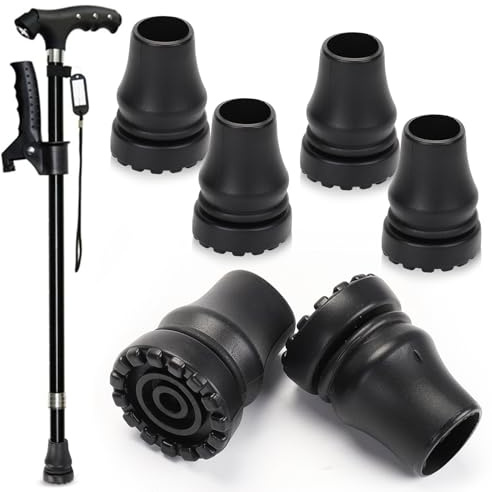 6 stycken promenadkäppar gummibuffert, 19 mm halkfria kryckor gummi promenadstavar gummibuffertar för vandringsstavar ersättningsgummispetsar robusta för seniorer kryckor, käppar, gångstavar