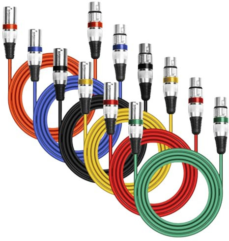 PORFOYO 6 Pack Cavo XLR, Cavo XLR Bilanciato, Cavi DMX Per Luci 3 Pin Maschio A Femmina, Per Registratore Da Studio, Microfono, Di Altoparlanti Illuminazione Scenica (2M)