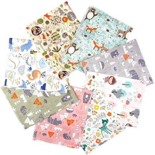 Binnan 8pcs Tissus Couture, Tissu Patchwork en Coton, Tissus Coton Couture, Faisceaux de Tissus à Coudre pour DIY, Bricolage, Artisanat, Couture, Vêtements, Quilting