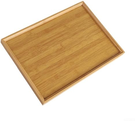 Grand plateau de service rectangulaire en bois multifonction pour la maison, le restaurant, la salle à manger (33 x 22 cm)