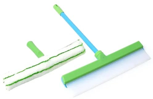 Kit de escobilla de ducha de hoja ancha sin rayas con limpiador de microfibra reutilizable para vidrio, espejo, ventana, puerta, kit de silicona de silicona