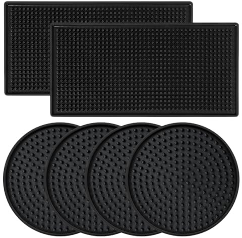 2 Piezas Alfombrilla Escurreplatos 30x15cm, 4 Pcs Alfombrilla Cafetera 10cm