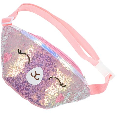 VILLCASE Riñonera para Niña Diseño de Gato de Dibujos Animados, Bolsa Multiusos de Pu Rosa, Gran Capacidad y Estilo Moderno para Festivales y Ciclismo Estilo Aleatorio