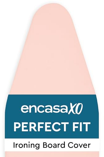 Encasa XO Ironing Board Cover and Pad 49x18 - 4mm Felt Wide Iron Board Cover with Padding - Heat Resistant, Stain-Safe Dye, Non Slip Elastic Bungee Cord Tightening Iron Table Cover Powder Pink