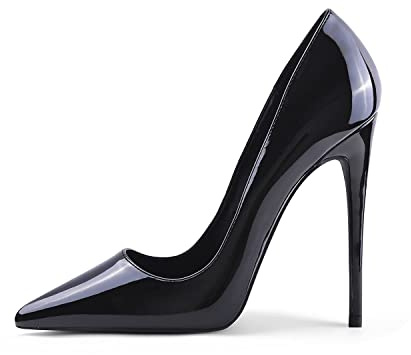 Zhabtuc Scarpe con Tacco a Spillo Donna, Sexy Scarpe Décolleté 12cm Tacchi Alti Classici a Punta Tutto Nero Taglia 36 EU (6 US)