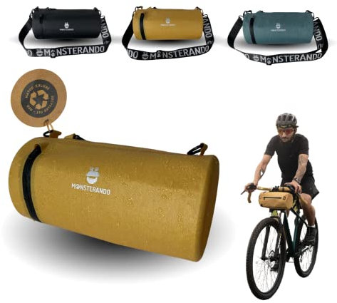 MONSTERANDO Fahrrad Lenkertasche, Travel-Monster 2-in-1 Athleisure Schultertasche Nachhaltig Recyceltem PET - Wasserdich Gym Sporttasche,Fahrradtasche für MTB 5L-Gelb