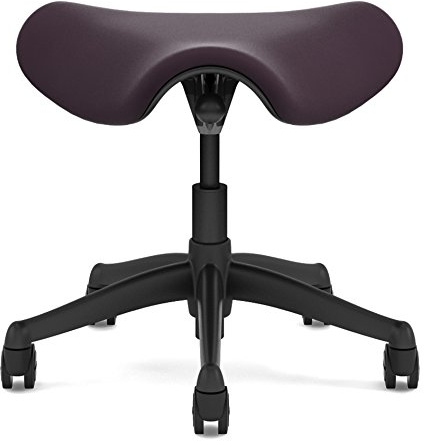 Humanscale Freedom Saddle Stool Seat Chair F300 - Graphite Frame Lucky Red Lotus Textile F300GK758 - Soft Hard Floor Casters