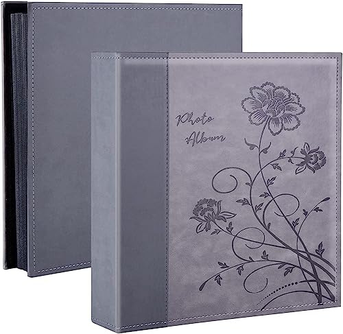 Miaikoe Photo Album 6x4 1000 Photos Slip in, Extra Large Capacity Leather Cover Wedding Family Picture Albums Holds 1000 Horizontal and Vertical 10x15cm Landscape Photos(Grey)