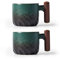 BlogBlog Ceramic Espresso Cups with Wooden Handle Espresso Shot Cups Ceramic Tea Cups Porcelain Demitasse Cups for Coffee or Tea, 3oz (green, 2)