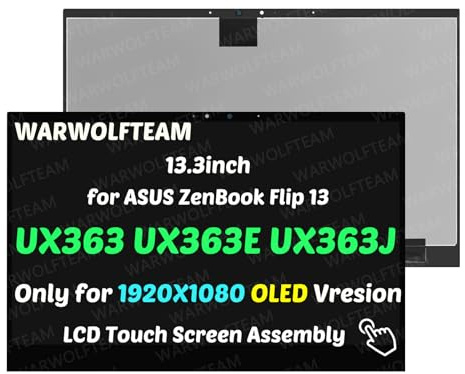 WARWOLFTEAM Kompatibel med ASUS ZenBook Flip 13 UX363 UX363E UX363EA UX363J UX363JA 13,3 tum FHD LCD-skärm digitaliseringsenhet (1920 x 1080 OLED)