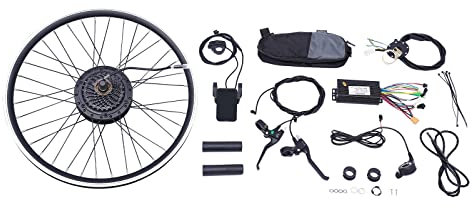 DeeDuud Elmotor för cykel, e-cykel konverteringssats 500 W med 5-växlad hastighetsjustering 35 km/h pedalassist sensor för 24 tum bakhjul på en cykel