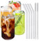 Bicchiere da Birra con Cannuccia, 4 pezzi Tazze in Vetro a Forma di Lattina, Bubble Tea Cup per Viaggi, Ufficio, Casa, Tè, Caffè, Margarita, Bibite, Succhi di Frutta, Set da 4