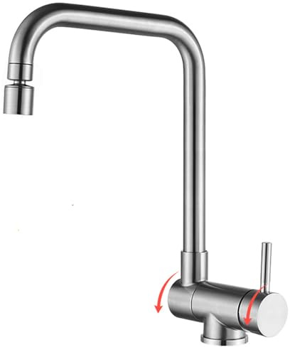 Folding 360 Degree Rotation Single Handle Basin Sink Faucet Mixer Tap for Kitchen Bathroom Home Caravan Yacht Boat Camping RV Brushed Nickel