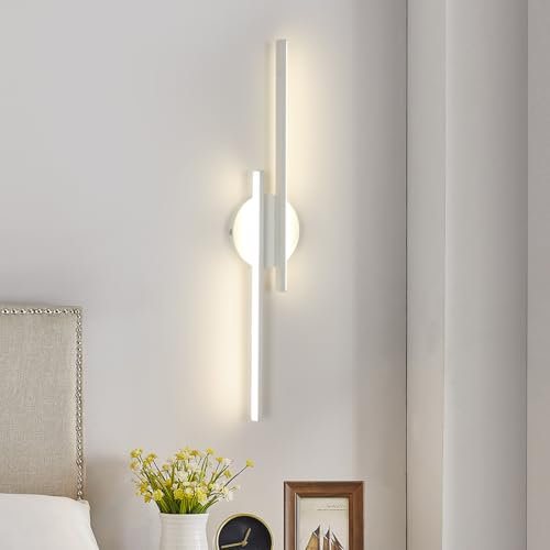 Mckalen Applique da Parete Interno LED, 24W Lampada da Parete Bianca Moderna 2700LM, Lampada a Muro Camera da Letto Luce Neutra 4500K per Bagno Soggiorno Scale Corridoio, 60CM