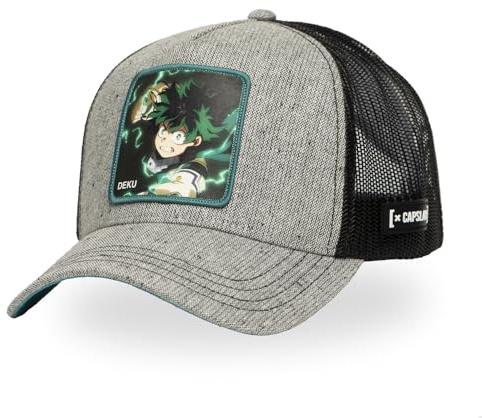 Cappello da uomo e donna My Hero Academia, berretto da camionista, regolabile con snapback, Grigio chiaro melange/Nero, Taglia unica