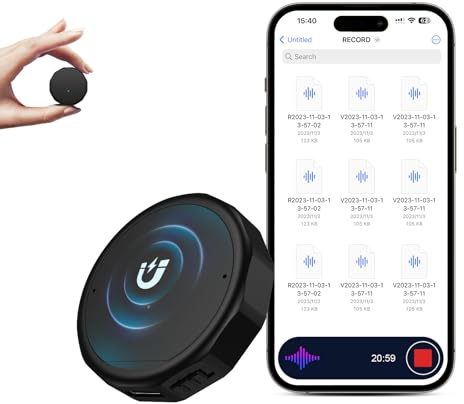 Grabadora de voz magnética de 64GB con 1800h de memoria - Dispositivo de grabación NekSide con reducción de ruido AI DSP 4.0, función OTG, grabación HD y grabadora de audio para conferencias