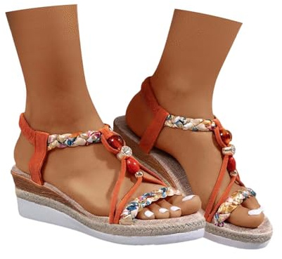 Sandales Compensées Femme Été Confortable Sandalette Sandale Talon Confort Chic Espadrilles Chaussures Femmes Bout Fermé Plateforme De Plage Chaussure Et Nu-Pieds Pieds Larges